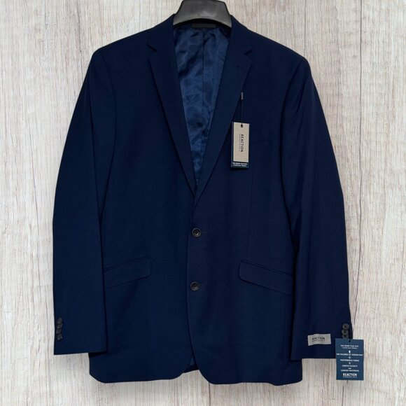 Kenneth Cole Reaction Ready Flex Navy Suit Jacket 42L Stretch Blazer - Picture 3 of 12